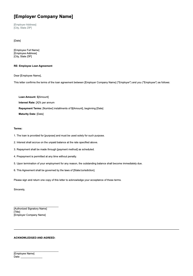 Efficient Professional Employee Loan Agreement